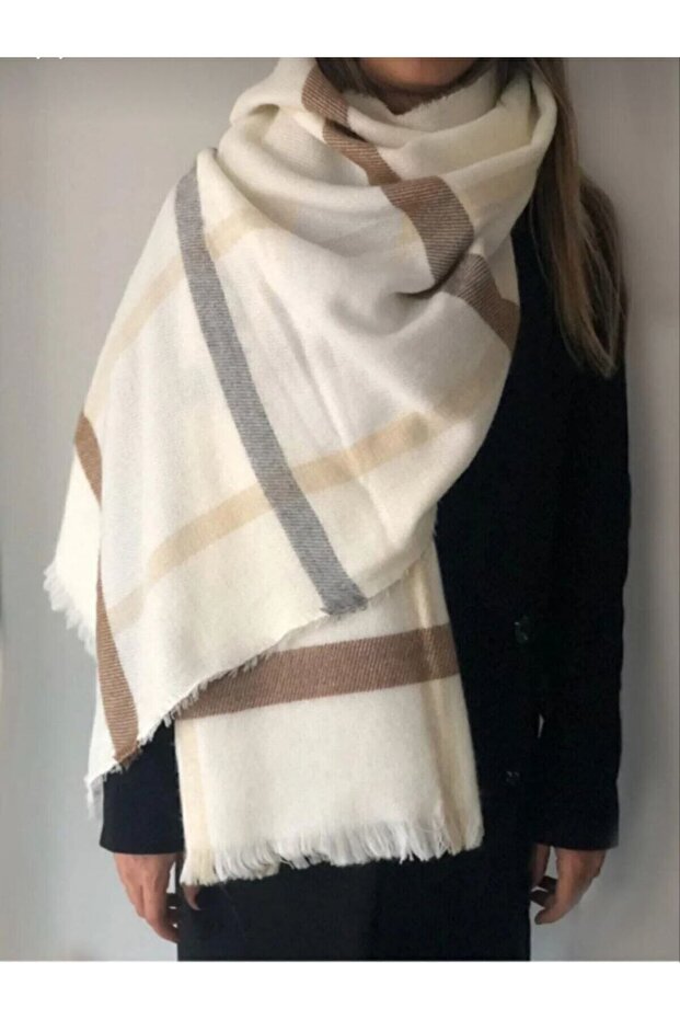 Fehér kockás sál - 1