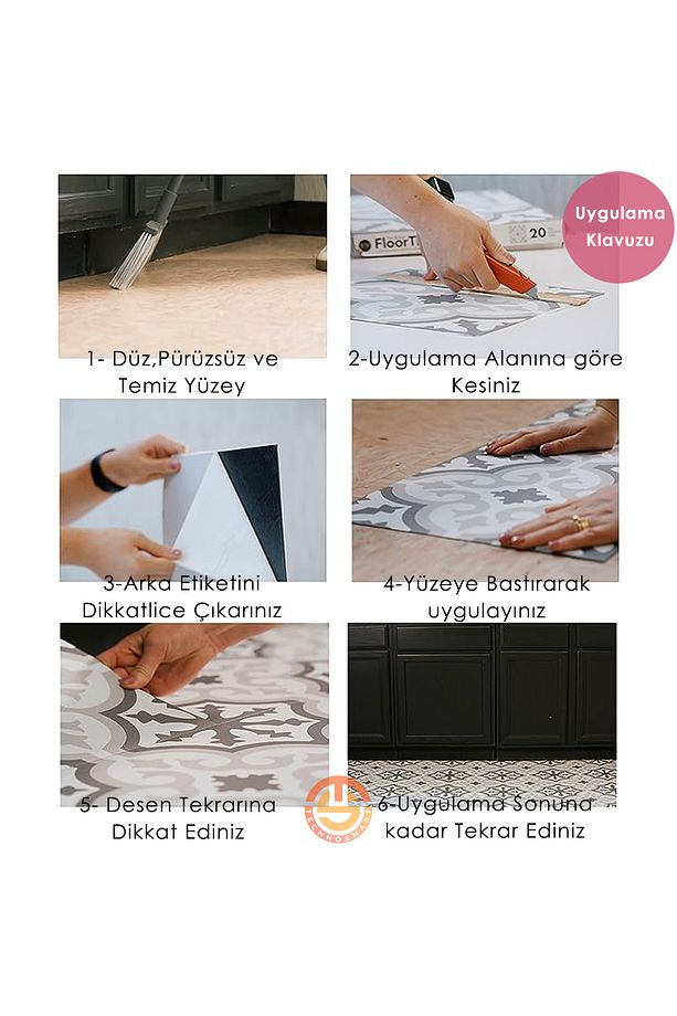 1adet 30cm×30cm Kendinden Yapışkanlı Lvt Zemin Ve Duvar Kaplama Mutfak Banyo Sticker - 7
