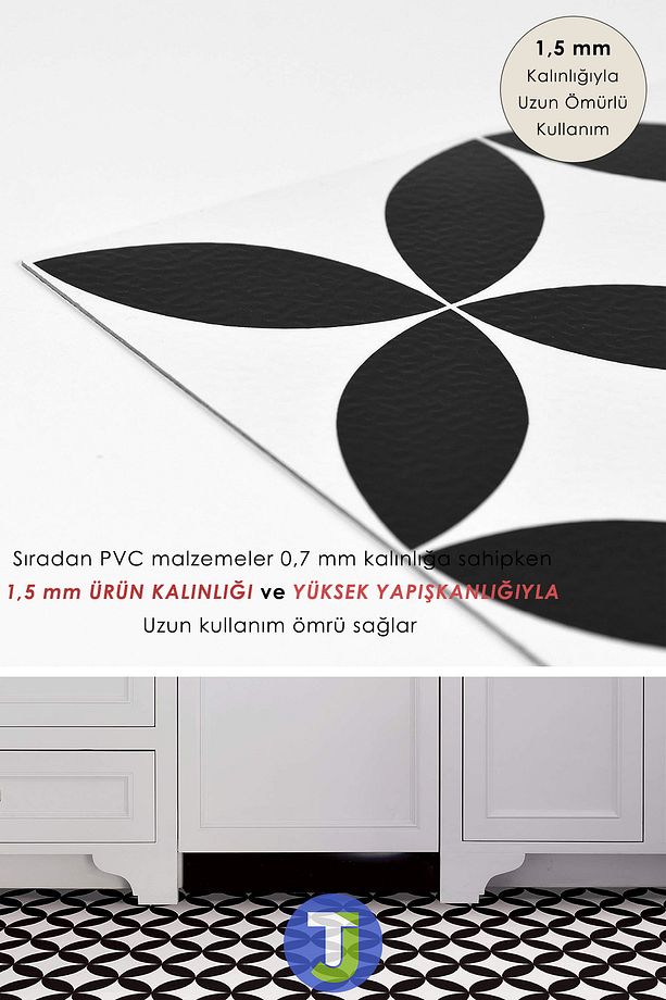 1adet Kendinden Yapışkanlı Modern Tasarımlı Mutfak Banyo Zemin Duvar Kaplama Pvc 30cm×30cm - 7