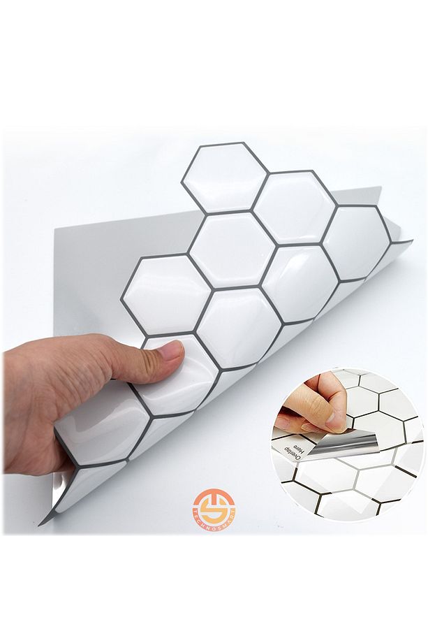 1adet 3d Kendinden Yapışkanlı 30cm×30cm Kaplama Balpeteği Beyaz Duvar Mutfak Banyo - 3