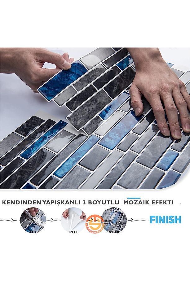 1adet 3d Kendinden Yapışkanlı 30cm×30cm Kaplama Mozaik Görünüm Duvar Sticker Mutfak - 3