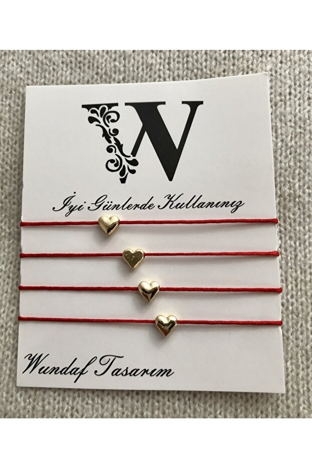 Heart Friendship Bracelet Red Set of 4