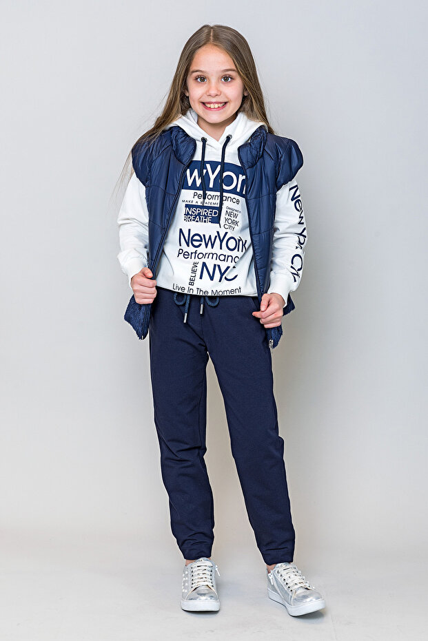 Girl's Hooded New York Printed Sweatshirt
