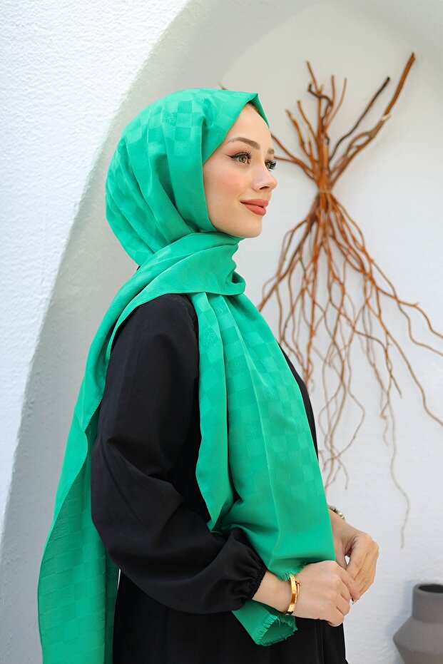 سلسلة شال جاكار بنمط الشطرنج Siyane مقاس 75 × 190 سم