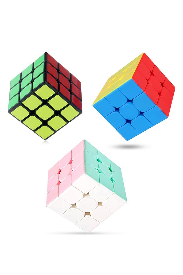3 adet Speed Cupe Küp Zeka Küpü 3x3 Hız Küpü,Fidget Oyuncak Seyahat Zeka Oyunu - 1