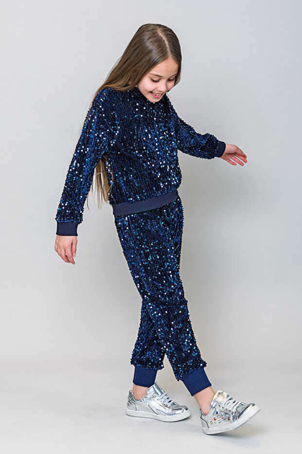 Kız Çocuk Pullu Jogger Pantolon - 4