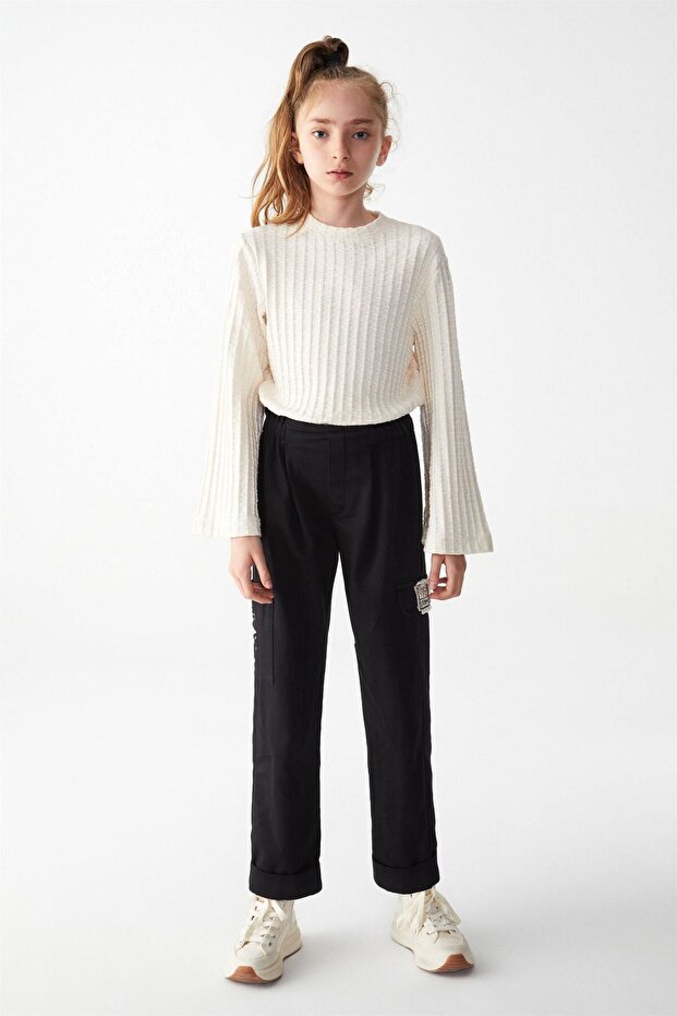 Girl's Straw Trousers Black 55315