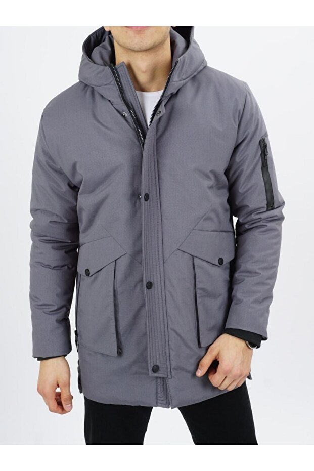 erkek gri mont 3075 - 1