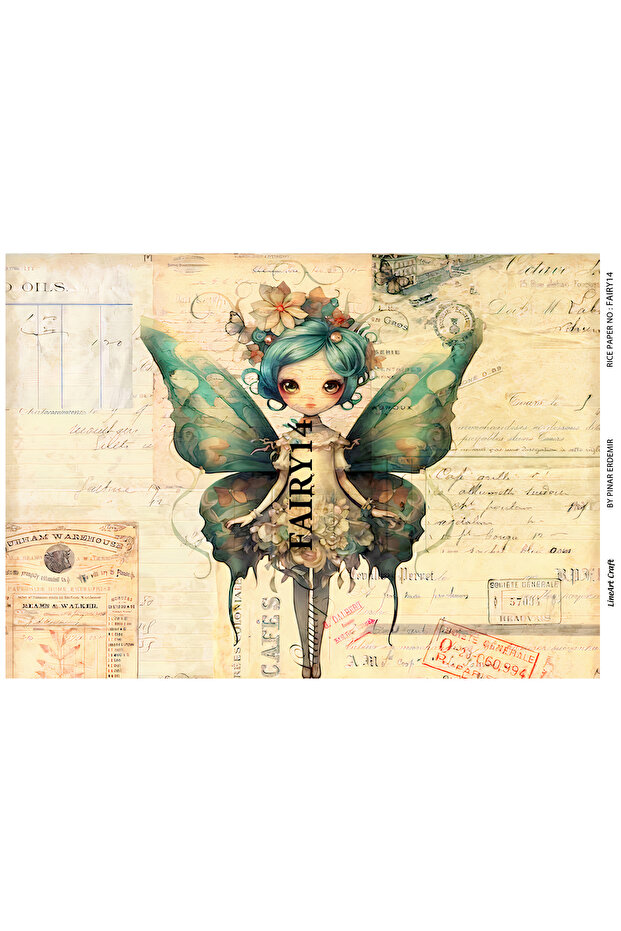 FAIRY14- ورق ديكوباج نحاسي - 29x42 سم