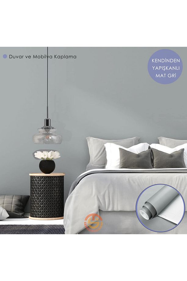 60cm×100cm Kendinden Yapışkanlı Mat Gri Duvar Kağıdı Mutfak Dolap Masa Kaplama - 5