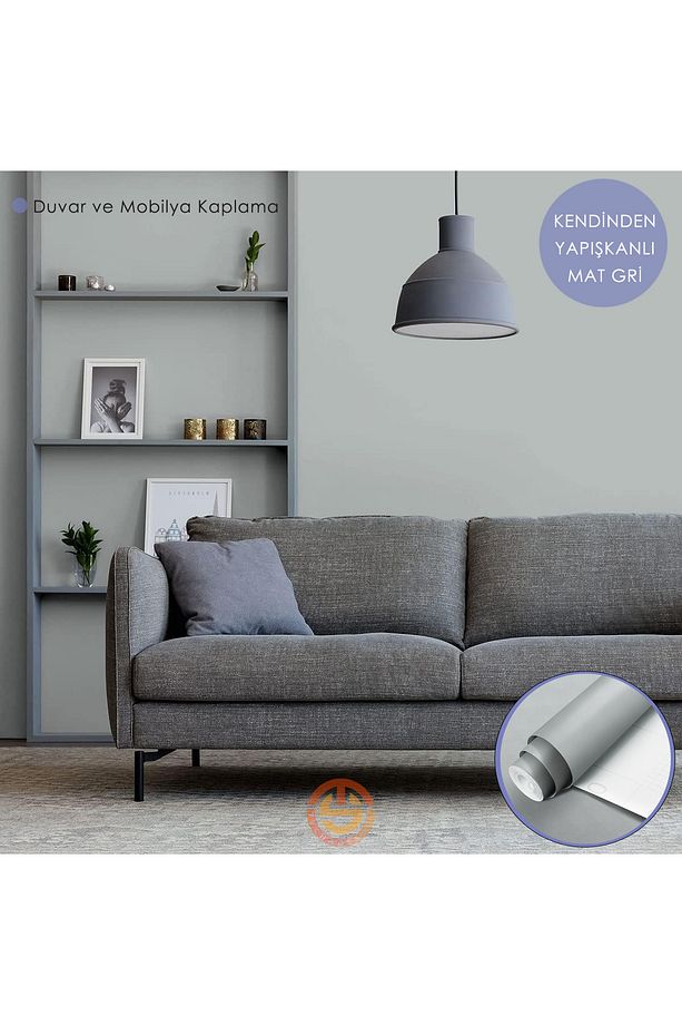 60cm×100cm Kendinden Yapışkanlı Mat Gri Duvar Kağıdı Mutfak Dolap Masa Kaplama - 3
