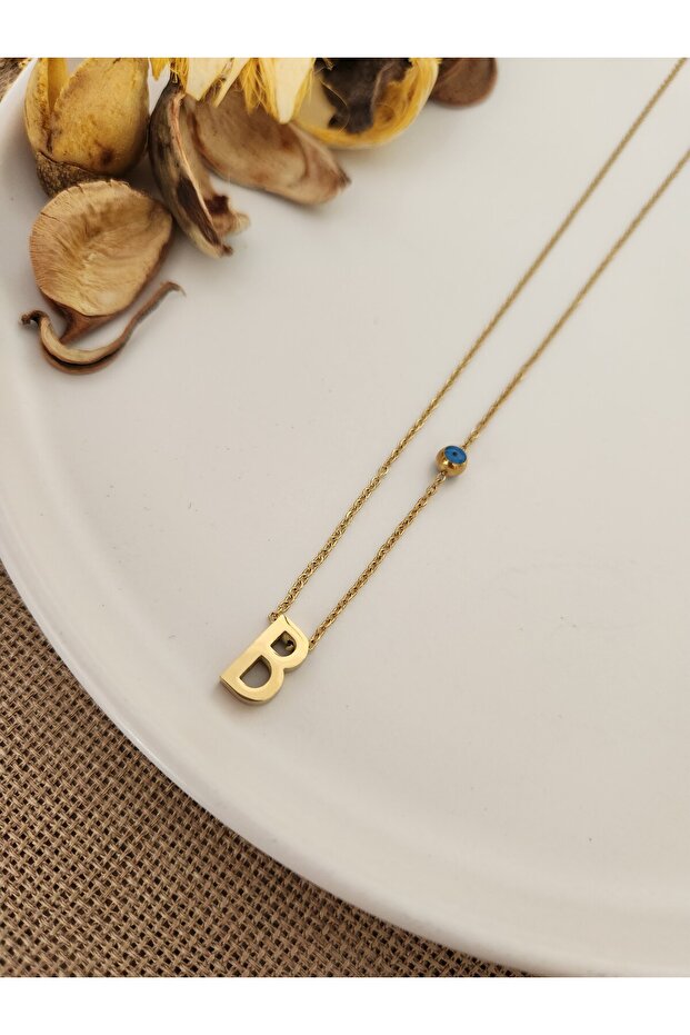 B Harfli Paslanmaz Çelik Kolye - 1