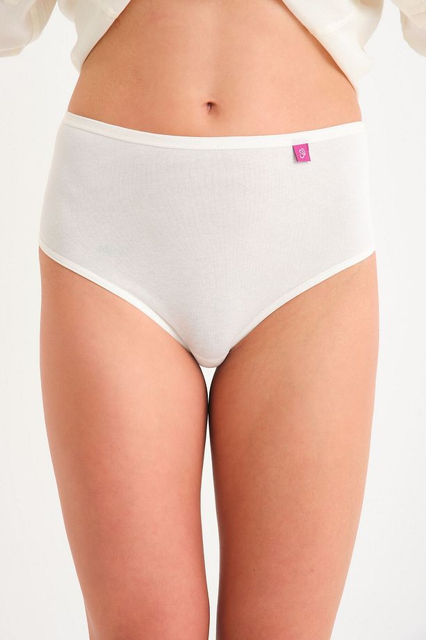 Pamuklu Yüksek Bel Tanga Külot Tekli -high Waist Thong Ekru - 4