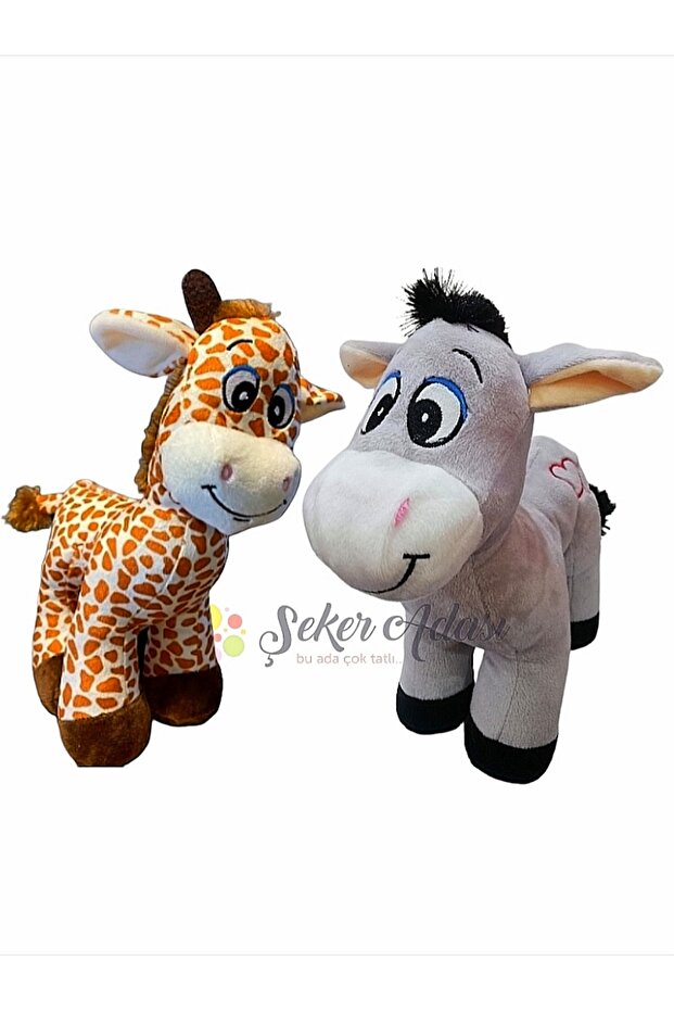 Toy Double 28 cm Cute Plush Donkey and Plush Giraffe Zuzu - Sleep and Playmate Gift