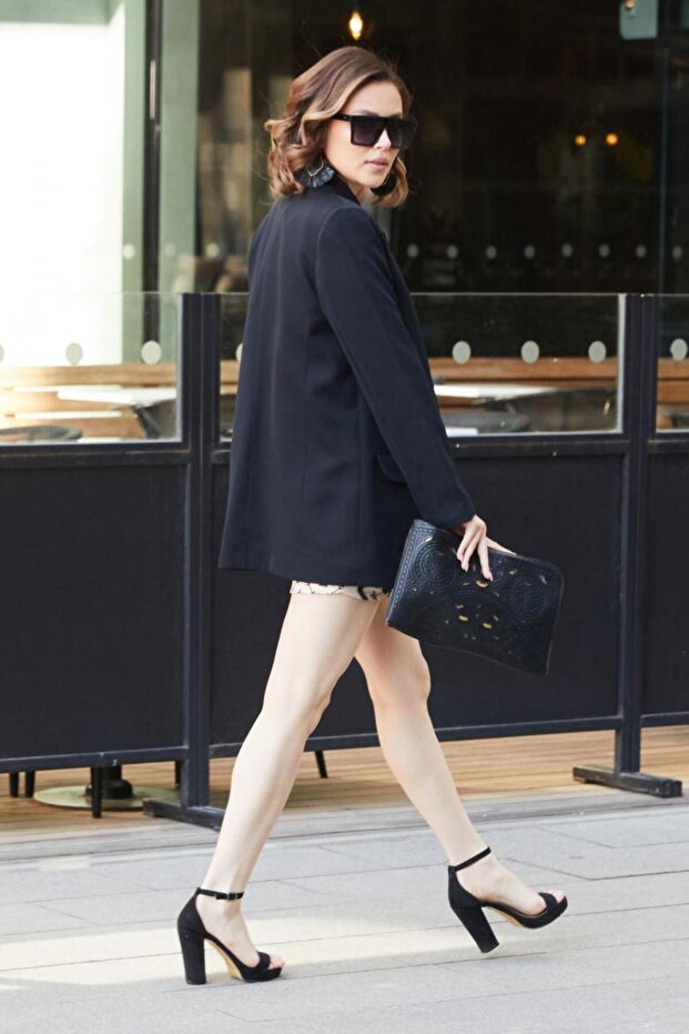 Black Double Button Blazer Jacket - 4