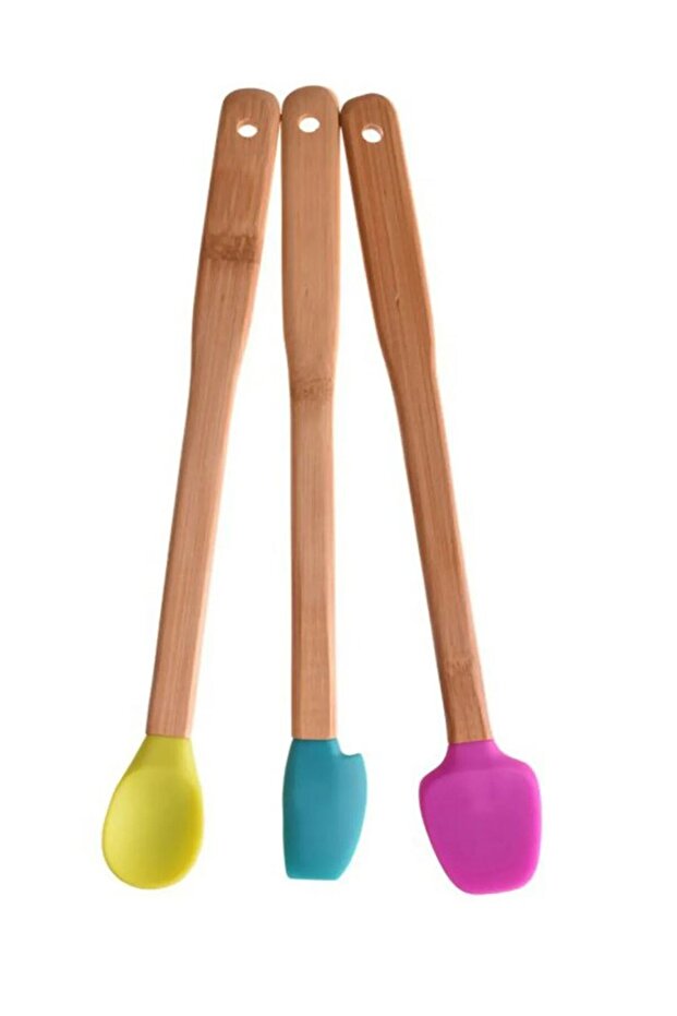 3-Piece Bamboo Kitchen Spatula Set Long
