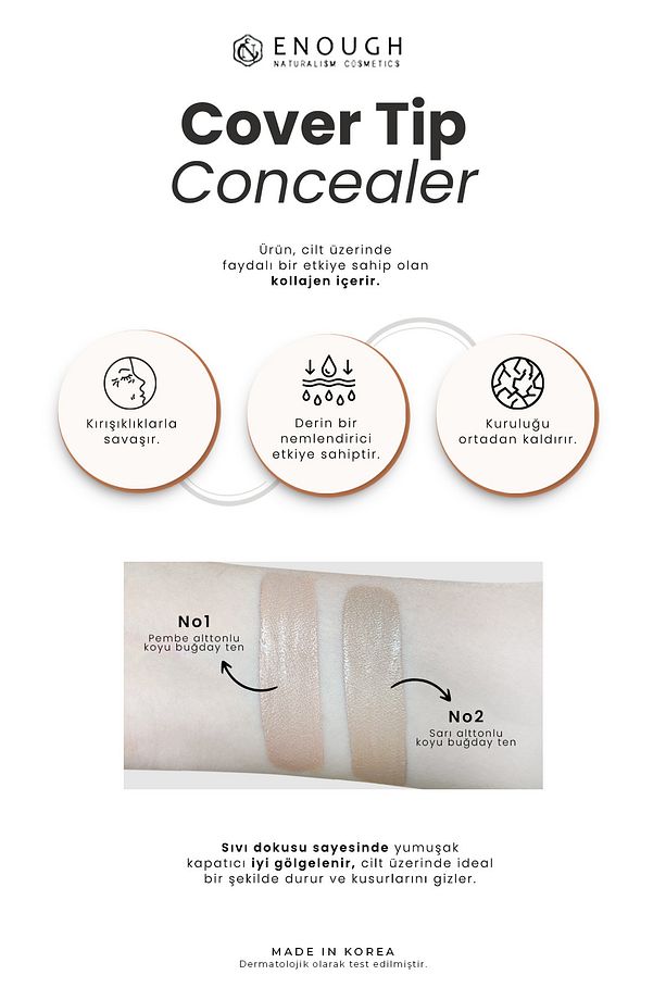 Kolajen İçeren Göz Altı Kapatıcısı ENOUGH Collagen Cover Tip Concealer SPF 36 / PA +++ - 3