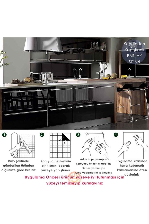 60cm×100cm Kendinden Yapışkanlı Simli Siyah Duvar Kağıdı Mutfak Dolap Masa Kaplama - 6