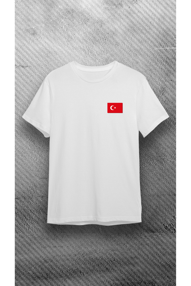29 October Turkish Flag Printed White 100% Cotton Single Jersey T-Shirt