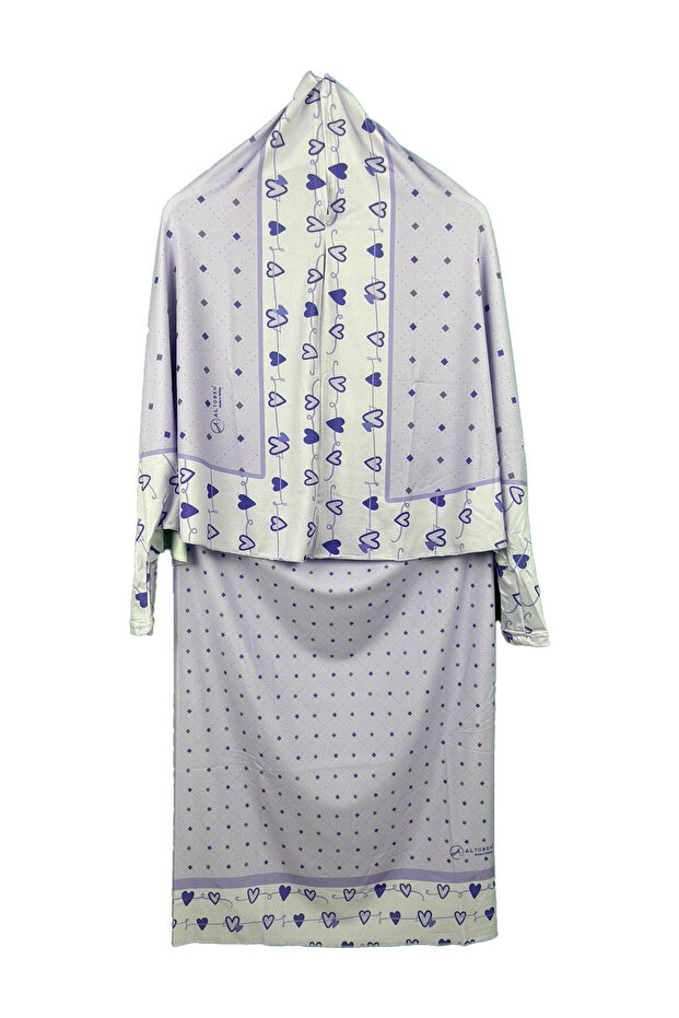 Children's Prayer Suit Practical Two Pieces Patterned Sleeves and Removable Headscarf Lycra Hijab Dress (6-12