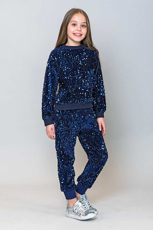 Kız Çocuk Pullu Sweatshirt - 5