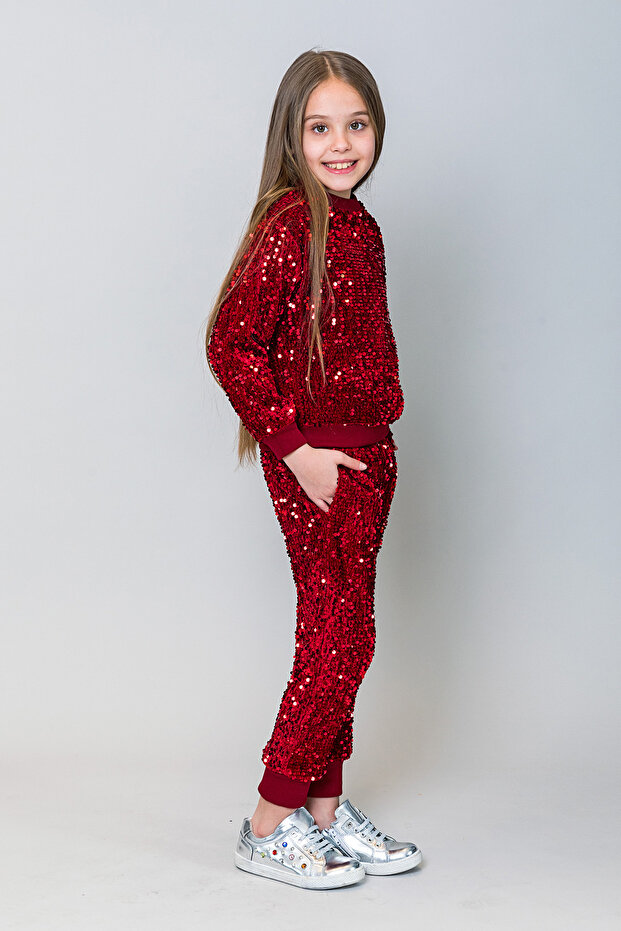 Kız Çocuk Pullu Sweatshirt - 5