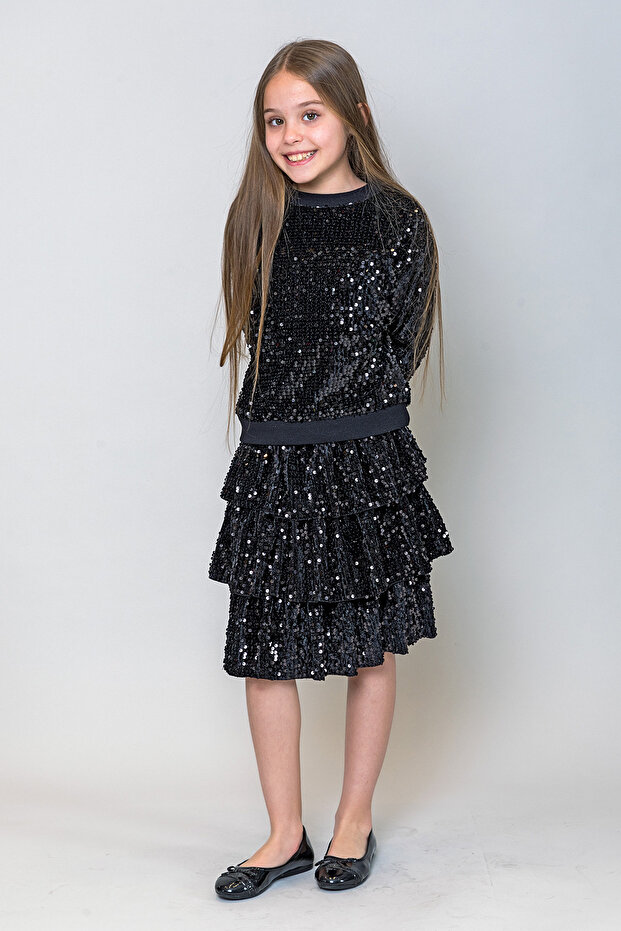 Kız Çocuk Pullu Sweatshirt - 4