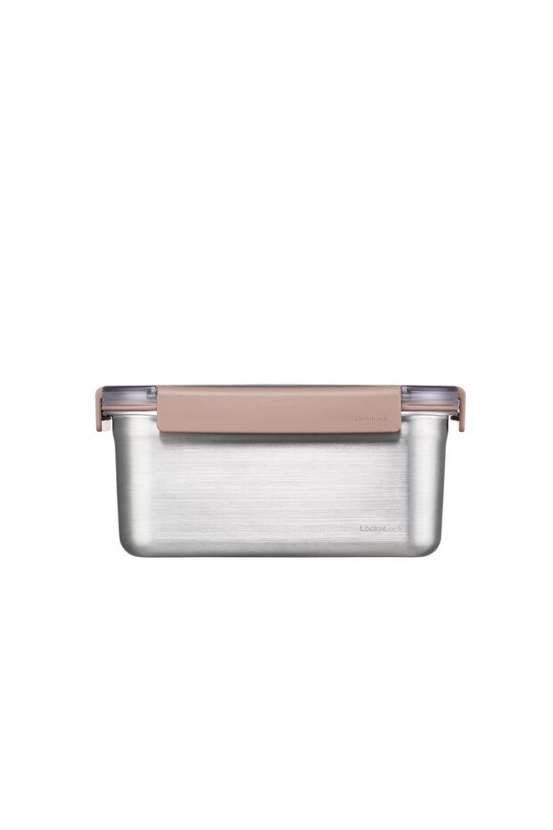 LocknLock Paslanmaz Çelik Fırın & Saklama Kabı Kare Kilitli 1.3 Lt ml - Kahverengi - 1