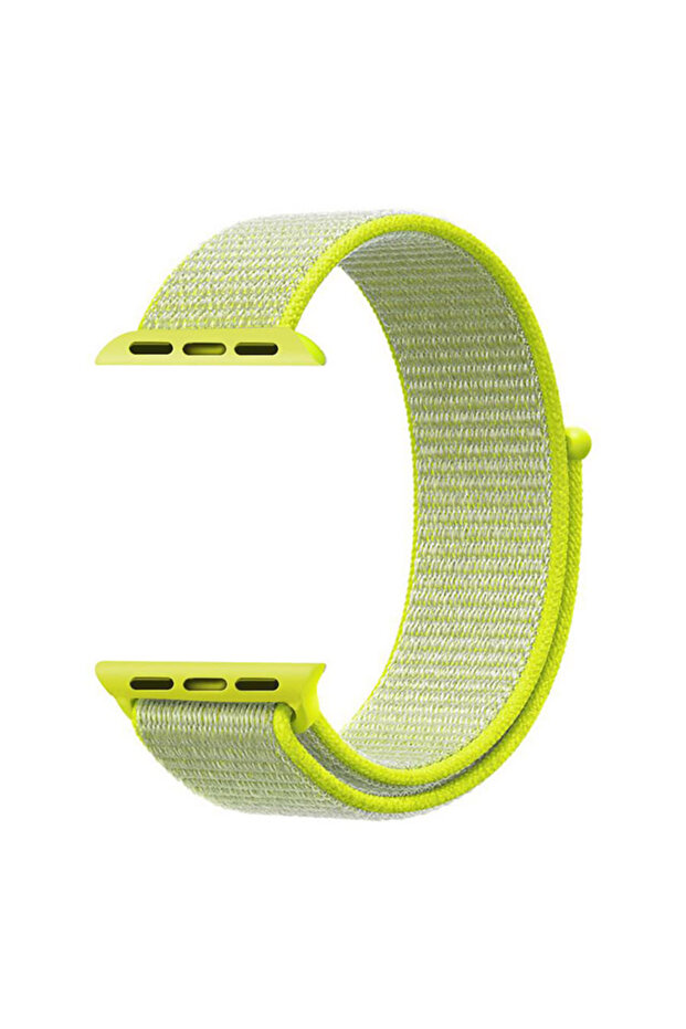 Apple Watch Series 9 41mm Hasırlı Kordon Woven Sport Loop Sarı - 3