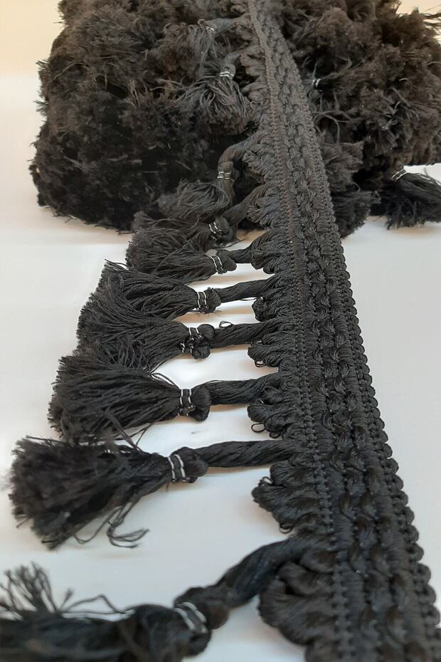 Decorative Ribbon Black Knotted Fringe Tassel 7cm – Decorative Ribbon, Stylish Design, Women's Accessory – De