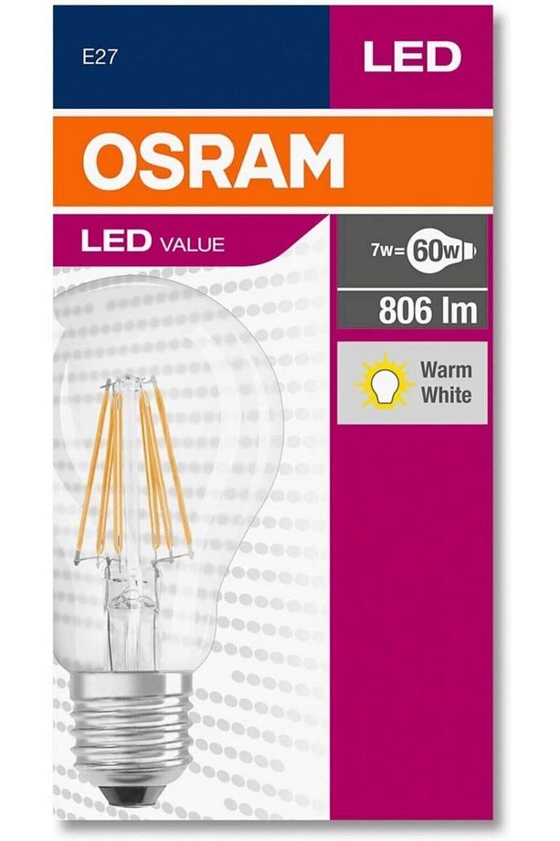 Cla60 7w Value Led Fileman Ampul 2700k Sarı E27, 4058075819658 - 2