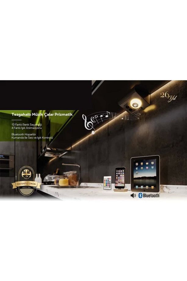 Tezgah Altı Kumandalı Rgb Led Ve Bluetooth Hoparlörlü 2'li Priz (UZATMA KABLOSU DÂHİL DEĞİLDİR) - 7