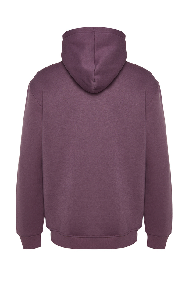 Lila Regular/Normal Kesim Uzay Nakışlı Kapüşonlu İçi Polar/Sıcak Tutan Sweatshirt TMNAW24SW00101 - 8