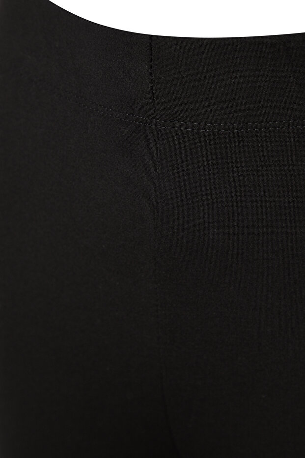 Siyah İnceltici Yüksek Bel Flare/İspanyol Paça Örme Pantolon TWOAW24PL00164 - 8