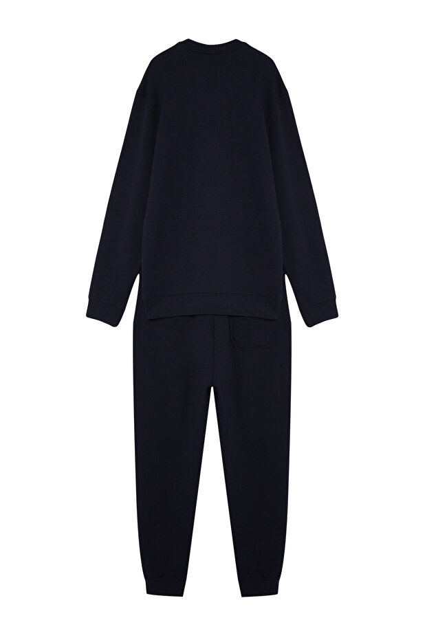 Lacivert Regular Fit Nakışlı Örme Pijama Takımı TMNAW24PT00040 - 8
