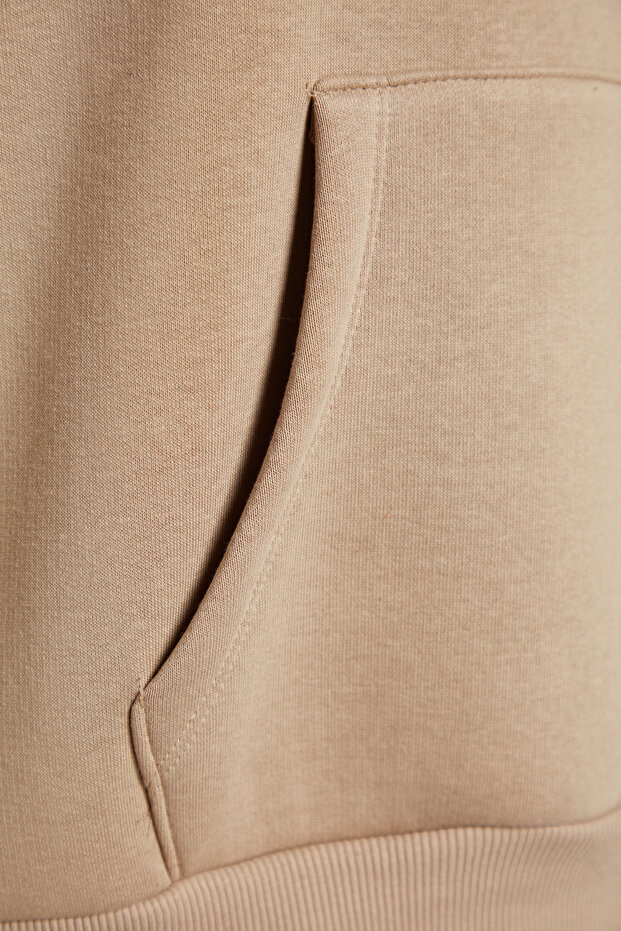 Vizon Kalın İçi Polarlı Oversize/Geniş Kalıp Kapüşonlu Basic Örme Sweatshirt TWOAW24SW00103 - 9