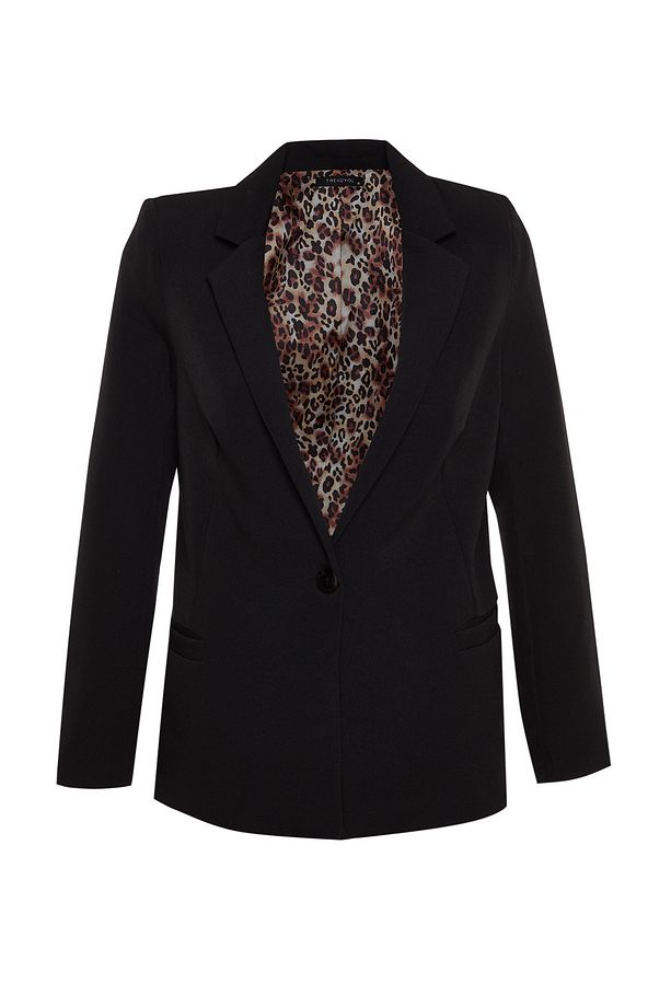 Siyah Regular Astar Detaylı Dokuma Blazer Ceket TWOAW20CE0316 - 6