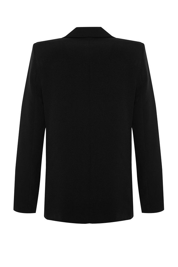 Siyah Regular Astar Detaylı Dokuma Blazer Ceket TWOAW20CE0316 - 8