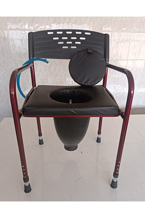 Taharet Musluklu Döşemeli Direk Tuvalete Wc Hasta Klozeti Tuvaleti Kamp Tuvalet Sandalyesi Tabure - 1