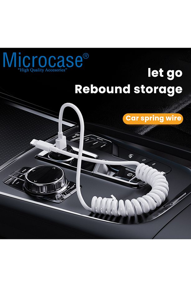 Type-C Spiral Tasarım USB Şarj ve Data Kablosu 1 metre Beyaz - AL3999 - 4