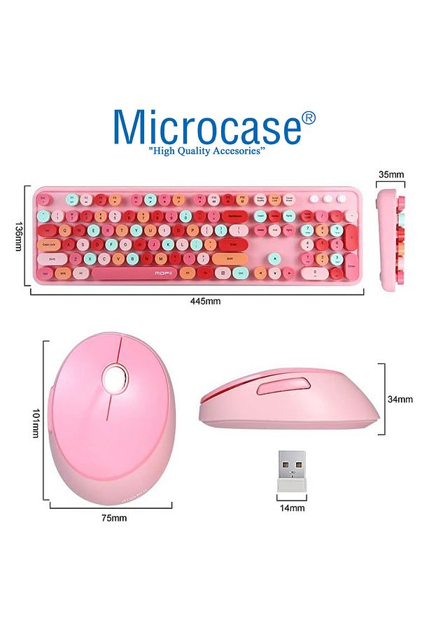 2.4 Ghz Wireless Kablosuz Renkli Tuşlu Klavye Ve Mouse Seti - Al3993 - 5