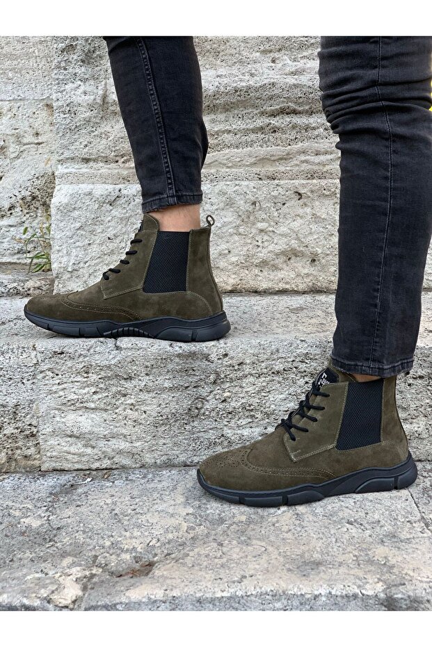 Erkek Hakiki Deri Süet Bağcıklı Bot - 5
