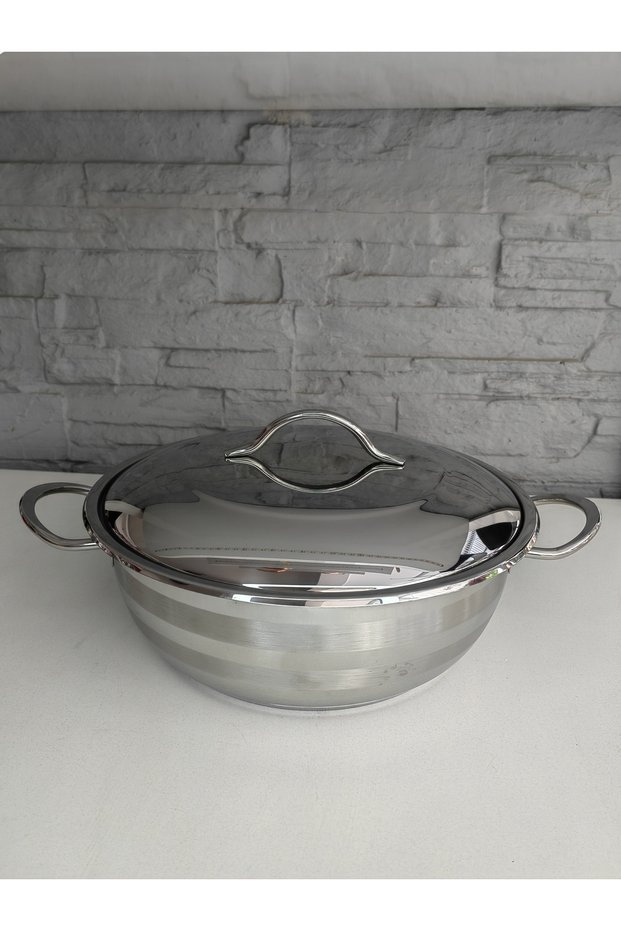 Large size Steel luxury pot with steel lid 32x12 cm 9 lt Large size Steel pot with steel lid