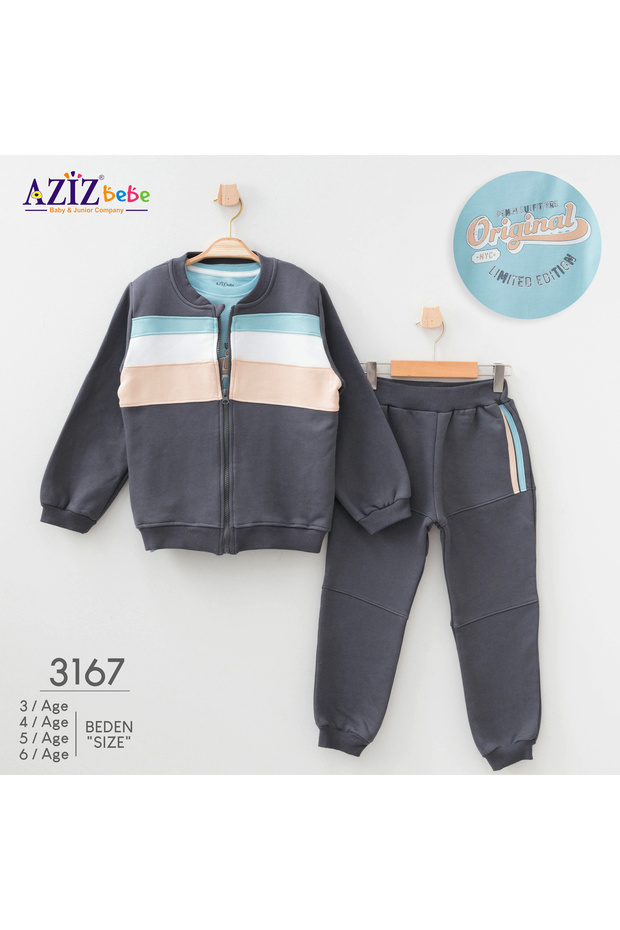 Denim Outfitters Printed Top and Bottom Cardigan 3-Piece Set for Ages 3-4-5-6
