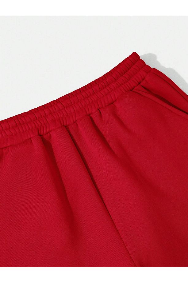 Solid Elastic Waist Slant Pocket 4 Mevsim Eşofman - 2