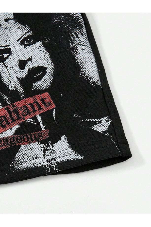 Coolane Letter Graphic Drawstring Waist Şort - 5