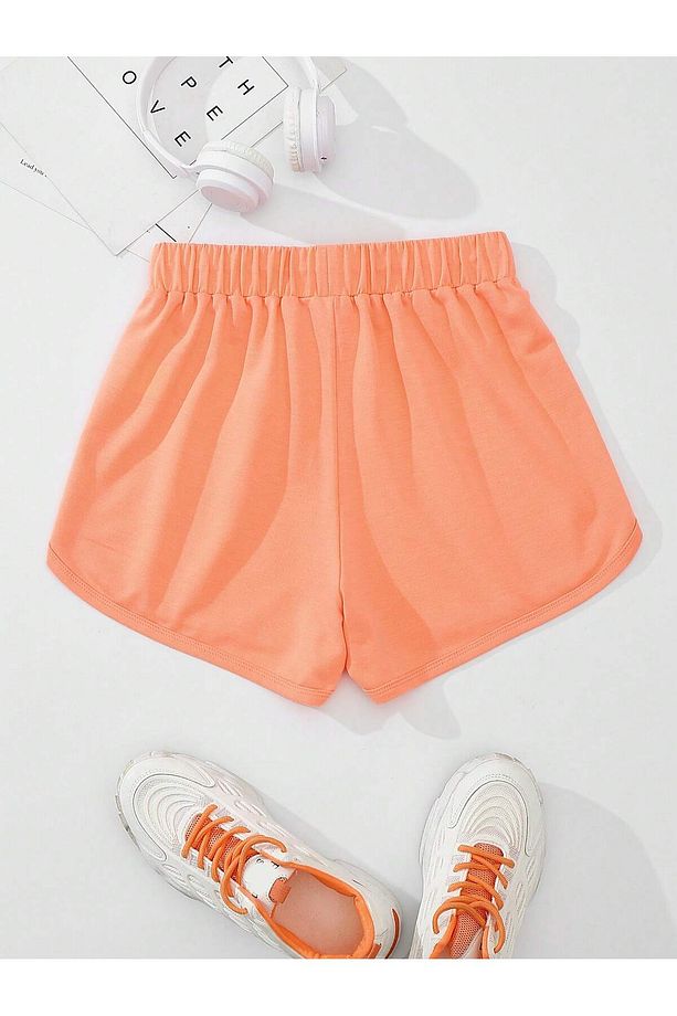 Letter Graphic Drawstring Waist Şort - 2