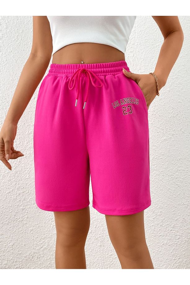 Coolane Letter Graphic Drawstring Waist Track Şort - 5