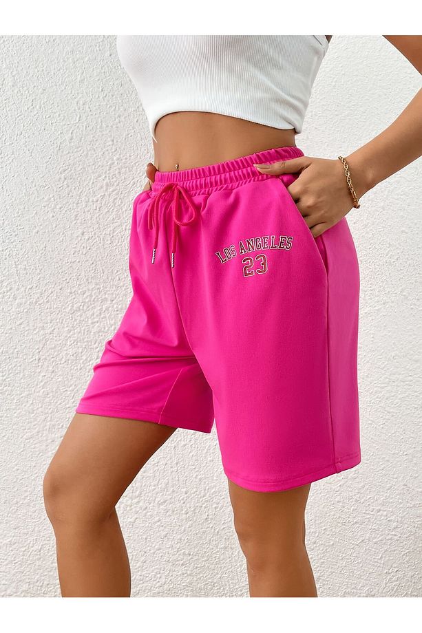 Coolane Letter Graphic Drawstring Waist Track Şort - 6