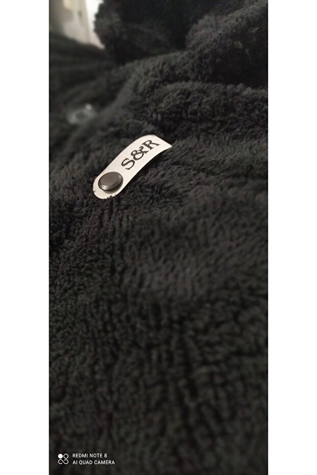 Siyah Peluş Kıslık Dugmelı Ceket - 2